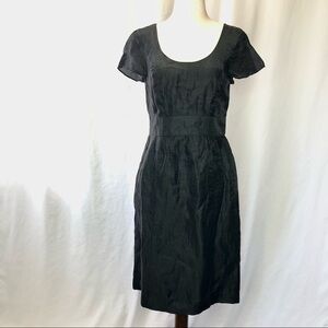 Banana Republic linen blend black sheath dress cap sleeves POCKETS 4
